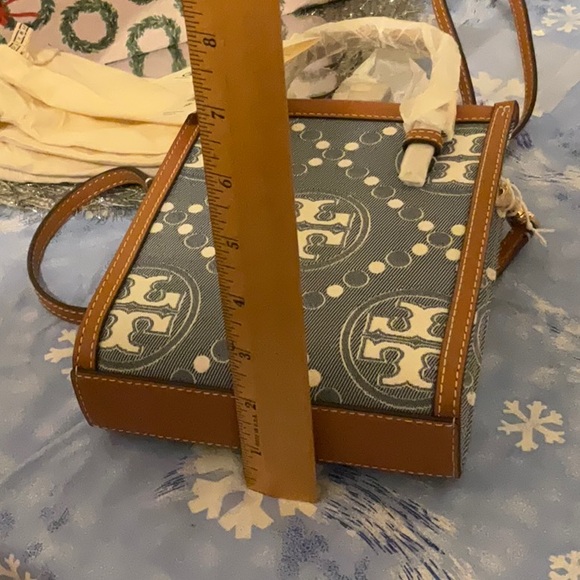 Tori Burch T Monogram Denim Mini Tote - Picture 13 of 16